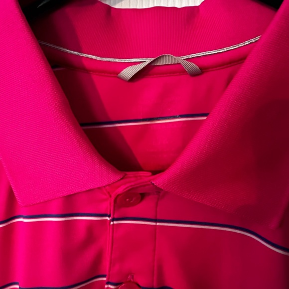 Cutter & Buck Bright Pink Polo with White Stripes - Picture 3 of 4